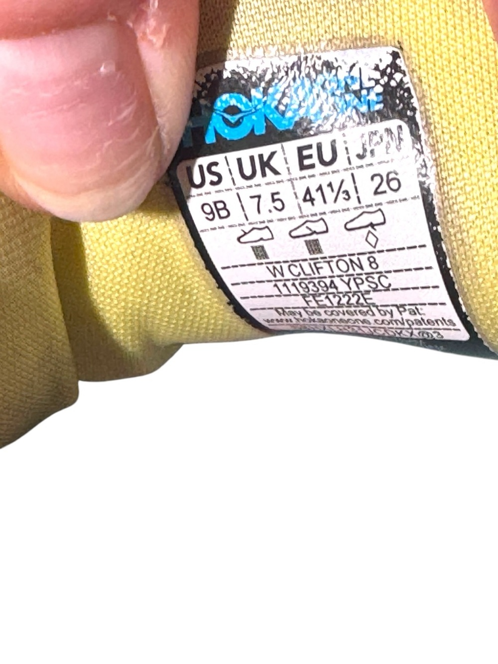 Hoka One One Clifton 8 Yellow Pear Sweet Corn women's size 9 Running Sneakers - Picture 4 of 13